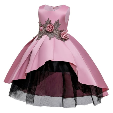 

Penkiiy Toddler Girls Net Yarn Temperament Flowers Bowknot Birthday Party Gown Long Dresses Easter Dresses for Toddler Girls 5-6 Years 2023 Summer Deal
