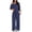 Dark Blue, variant on Women'S 2 Piece Lounge Sets Off Shoulder Oversized Short Sleeve Tops Casual Wide Leg Pant Set Dark Blue M
