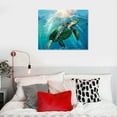 thumbnail image 5 of PIKWEEK  Green Sea Turtle Wall Decor Tropical Canvas Wall Art Prints Hawaii Turtle Picture Gift Florida Sea Life Teal Watercolor Ocean Animal Painting Small Framed Pictures for Bathroom Living Room, 5 of 5