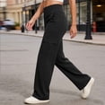 thumbnail image 6 of Iyufng Womens Leggings Slightly Flared Solid Color Yoga Pants Casual Fitness Pants with Pockets, 6 of 9