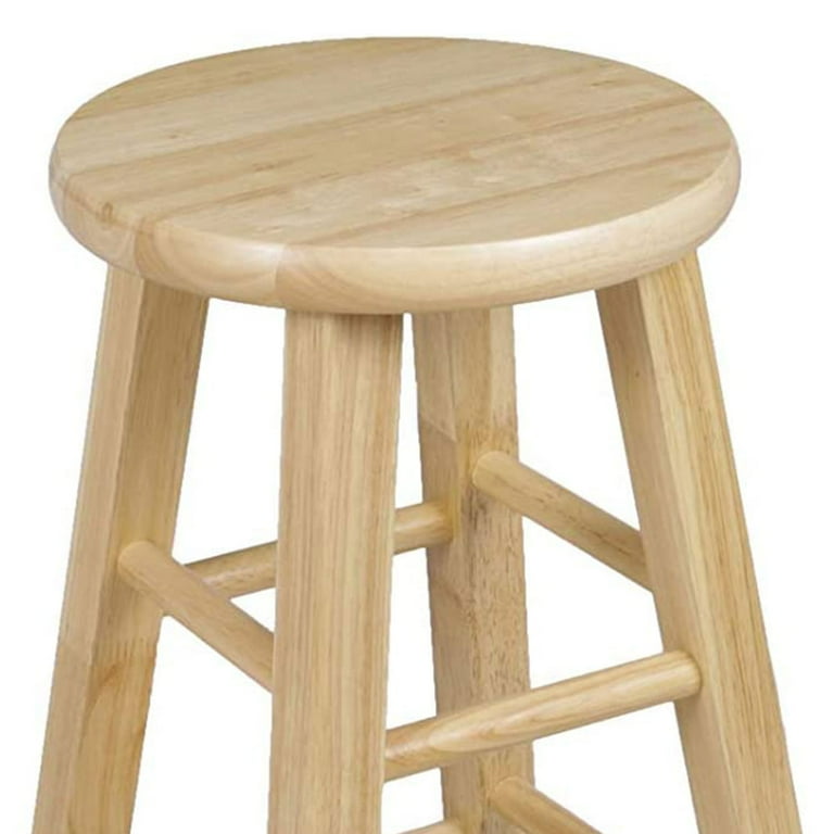 PJ Wood Classic Round Seat 24 Inch Kitchen Counter Stools Natural 2 Pack