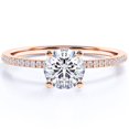 thumbnail image 1 of JeenMata Anillo de Compromiso de 1 Quilate con Corte Redondo y Engaste Pavé en Oro Rosa de 18 K sobre Plata Esterlina, 1 of 5