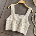 thumbnail image 2 of ZZwxWA Women's Boho Crochet Cropped Tank Top Camisole Beachwear Women Crochet Sleeveless Crop, Ethnic Hollow-Out Knit Plaid Sweater Cami Vest Neck Waist Lavender up to 65% Off, 2 of 3