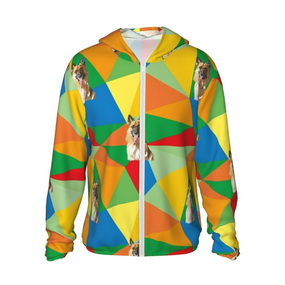 Daiia German Shepherd Dog UPF 50  Sun Protection Hoodie Jacket Lightweight Long Sleeve Sun Shirt for Women Men with Pocket Hiking Outdoor-X-Large