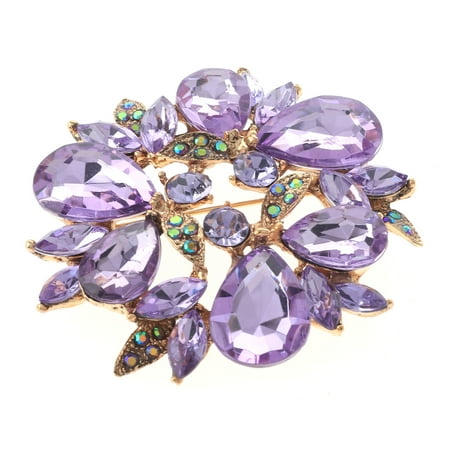 Light purple crystal brooch