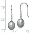 thumbnail image 3 of Primal Silver Sterling Silver Rhodium-plated 7-8mm Grey Freshwater Cultured Pearl Cubic Zirconia Dangle Earrings, 3 of 3