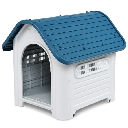 Gymax Plastic Pet Dog House Puppy Shelter Roof Skylight Waterproof Indoor Outdoor