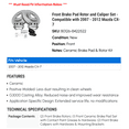 thumbnail image 2 of Front Brake Pad Rotor and Caliper Set - Compatible with 2007 - 2012 Mazda CX-7 2008 2009 2010 2011, 2 of 2