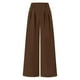 thumbnail image 3 of Pantalones anchos con pliegues y textura de cintura alta para mujer: cintura alta, corte holgado, versátiles para ocasiones informales/formales, 3 of 3
