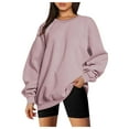 thumbnail image 2 of CLOISE Womens Sweatshirt Solid Color Oversized Sweatshirts Crewneck Long Sleeve Hoodies Shirts Pink Drop Shoulder Blouses 2024 Fall Loose Y2k Clothes XL, 2 of 5