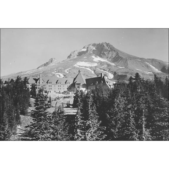 24"x36" Gallery Poster, Timberline Lodge, built by WPA, Mount Hood National Forest, Oregon 1930