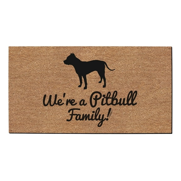 ThisWear Pitbull Mom We're A Pitbull Family New Home Decor Doormat Simulated Coir