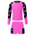 thumbnail image 3 of Haitryli Kids Girls 2 Piece Swimsuit UPF 50+ Long Sleeve Rash Guard Shirt with Swim Shorts Beach Bathing Suit Hot Pink 12, 3 of 5