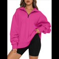 thumbnail image 2 of Sudaderas de Gran Tamaño para Mujer, Suéteres de Otoño, Sudaderas con Capucha de Moda, Jersey con Media Cremallera, Camisas de Larga, Ropa Rosa Roja M, 2 of 10