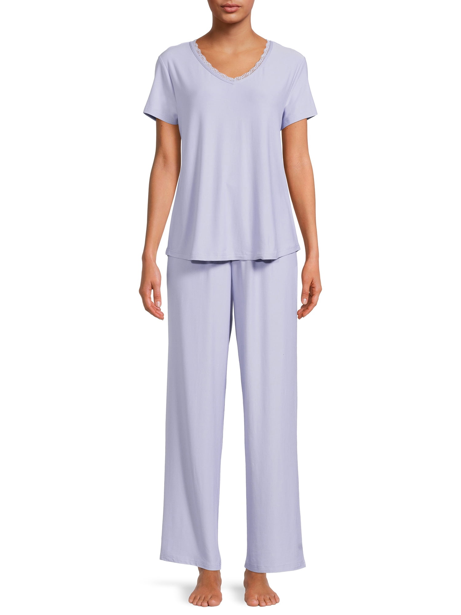 Short Sleeve Top with Lace and Pants 