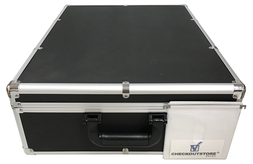 (1) CheckOutStore Aluminum CD/DVD Media Storage Box for Double-sided Plastic Sleeves, CD Jewel Cases & Poly CD Jewel Cases (Holds Up To 1,000 Discs) (Black)