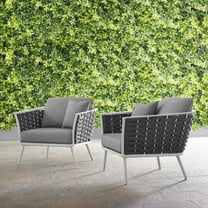 Modway Stance Armchair Outdoor Patio Aluminum Set of 2 in White Gray