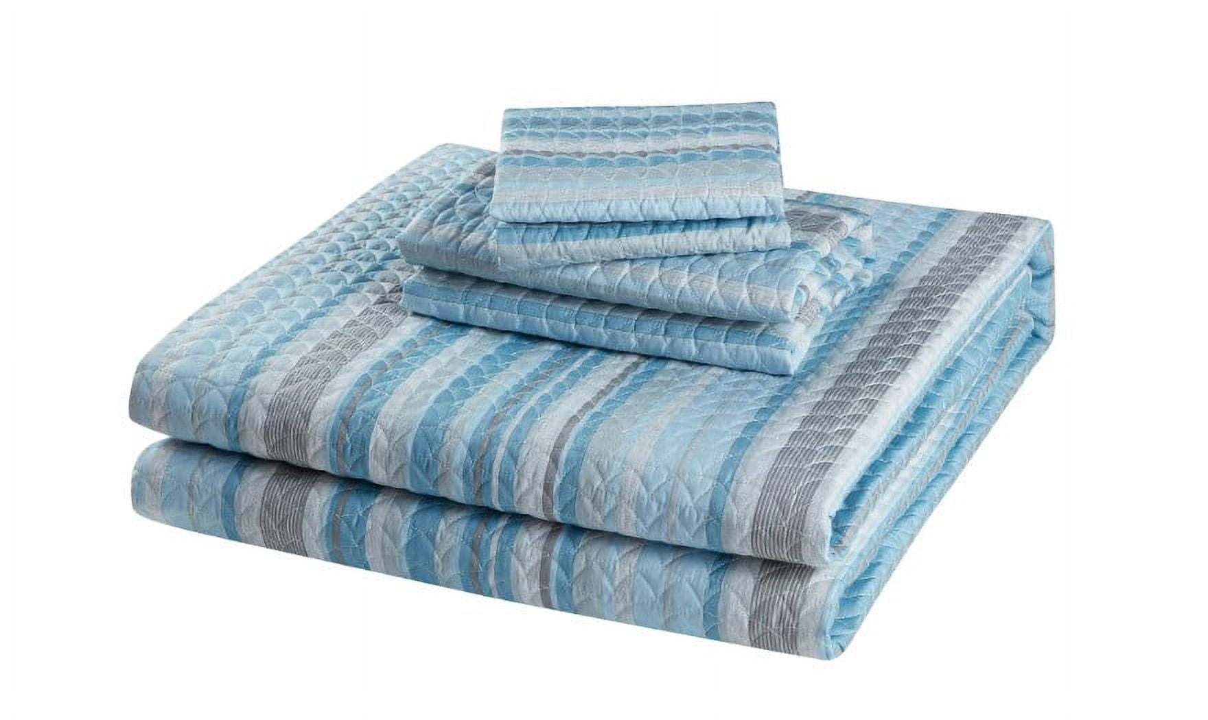 Mainstays Blue & Gray Vertical Stripe Quilt Sham, Reversible, Standard/Queen, 2 pack, Adult/Teen