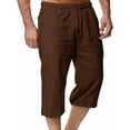 thumbnail image 5 of VIPOIN Men's Long Linen Shorts Casual Summer Beach Below Knee Length Pocketed 3/4 Drawstring Capri Pant, 5 of 6