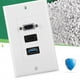thumbnail image 4 of Ccdes Placa de Pared Multimedia Panel de enchufes, 3 Puertos VGA HDMI USB3.0 Conector de Montaje en Pared Adaptador de Panel Enchufe de Pared Aplicable para cableado de ingeniería, 4 of 8