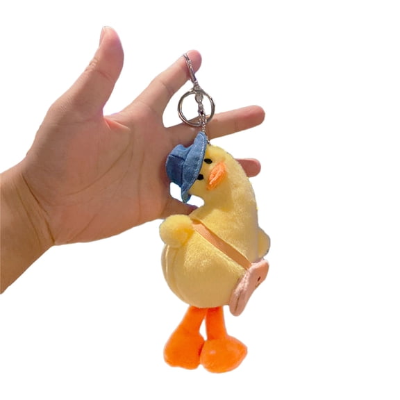 Cute Duck Pendant Keychain Cartoon Plush Toy Handbag Backpack Pendant Gift for Boyfriend Girlfriend Photography Props