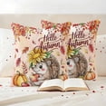 thumbnail image 3 of Fall Hedgehog Outdoor Waterproof Pillow Covers, Thanksgiving Pumpkin Sunflower Leaves Pink Decorative Square Throw Pillowcase Sofa Cushion Sham for Patio/Couch/Chair, 16"x16" 2 Pack, 3 of 8