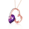 thumbnail image 2 of Galaxy Gold 14K Solid Rose Gold 24" Heart Necklace with Natural Diamonds and Amethyst, 14"-24" Sizes, February Birthstone, Symbol of Serenity, 2 of 3