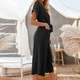 thumbnail image 5 of lulshou Jumpsuits for Women, Fashion Women's Casual Solid Color Short Sleeve Pocket Lace Up Loose Rompers Jumpsuit Women's Jumpsuits, Rompers & Overalls, XXL, 5 of 8