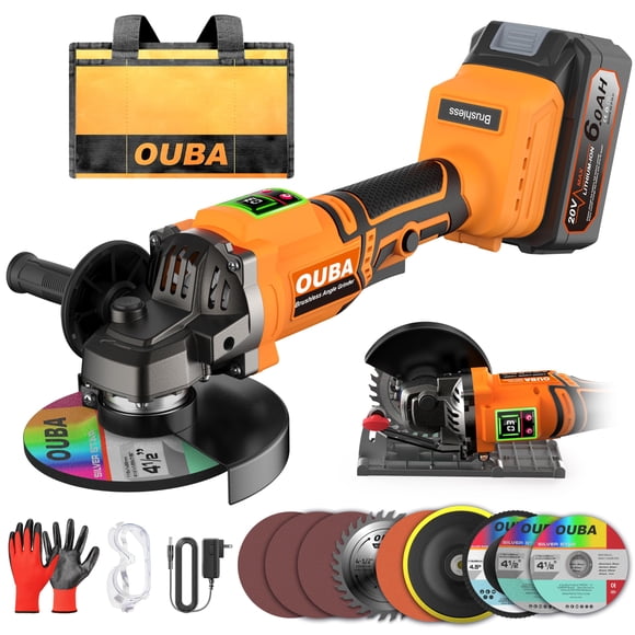 Cordless Angle Grinder Compatible for Dewalt 20V Max Battery, 3 Variable Speed, Brushless Motor with LED, Power Angle Grinder Tool Stand, Flap Disc G