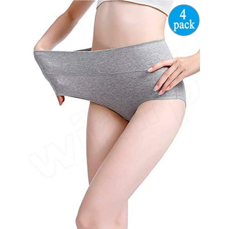 LELINTA Women's Best Fitting Panties Briefs 4 Pack, Soft Cotton High Waist Breathable Solid Color Brief Seamless Panties for Women Plus (Best Fitting Panty High Cut)