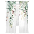 thumbnail image 7 of Teal Summer Eucalyptus Leaves Sheer Curtains 96 Inch Length 2 Panels Set, Spring Botanical Watercolor Voile Window Treatment Semi Sheer Long Curtains Drapes for Bedroom/Living Room/Kitchen 52"x96"x2, 7 of 7