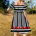 thumbnail image 3 of Black and White Stripes with Red Hearts Sleeveless Dress dress party evening elegant luxury celebrity, 3 of 6