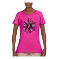 thumbnail image 2 of Wild Bobby Pink Cheetah Print Breast Cancer Carnation Flower Breast Cancer Awareness Women Graphic Tee, Fuschia, Medium, 2 of 6