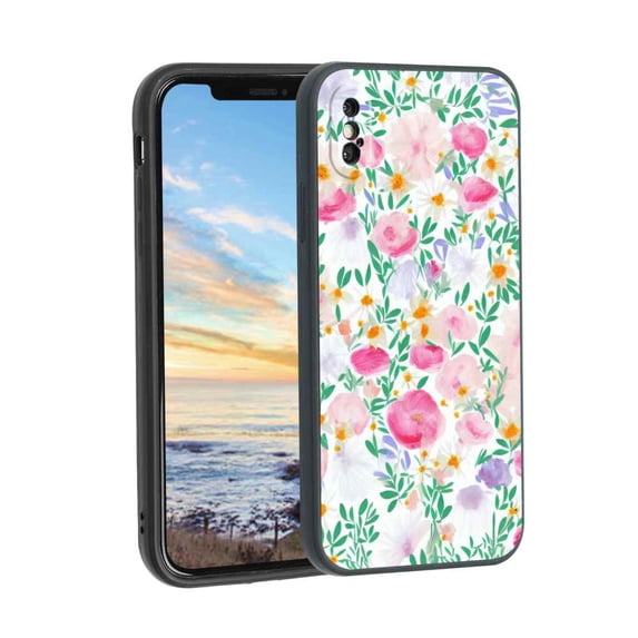 Compatible with iPhone XS Phone Case, Flowers123 Case Men Women, Flexible Silicone Shockproof Case for iPhone XS