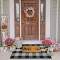 thumbnail image 4 of Coollooc Cotton Buffalo Plaid Rug, Black and White Check Outdoor Rug Front Door Decorative Mat, Hand-Woven Reversible Foldable Rug for Layered Door Mats Washable Carpet for Front Porch(Black), 4 of 9