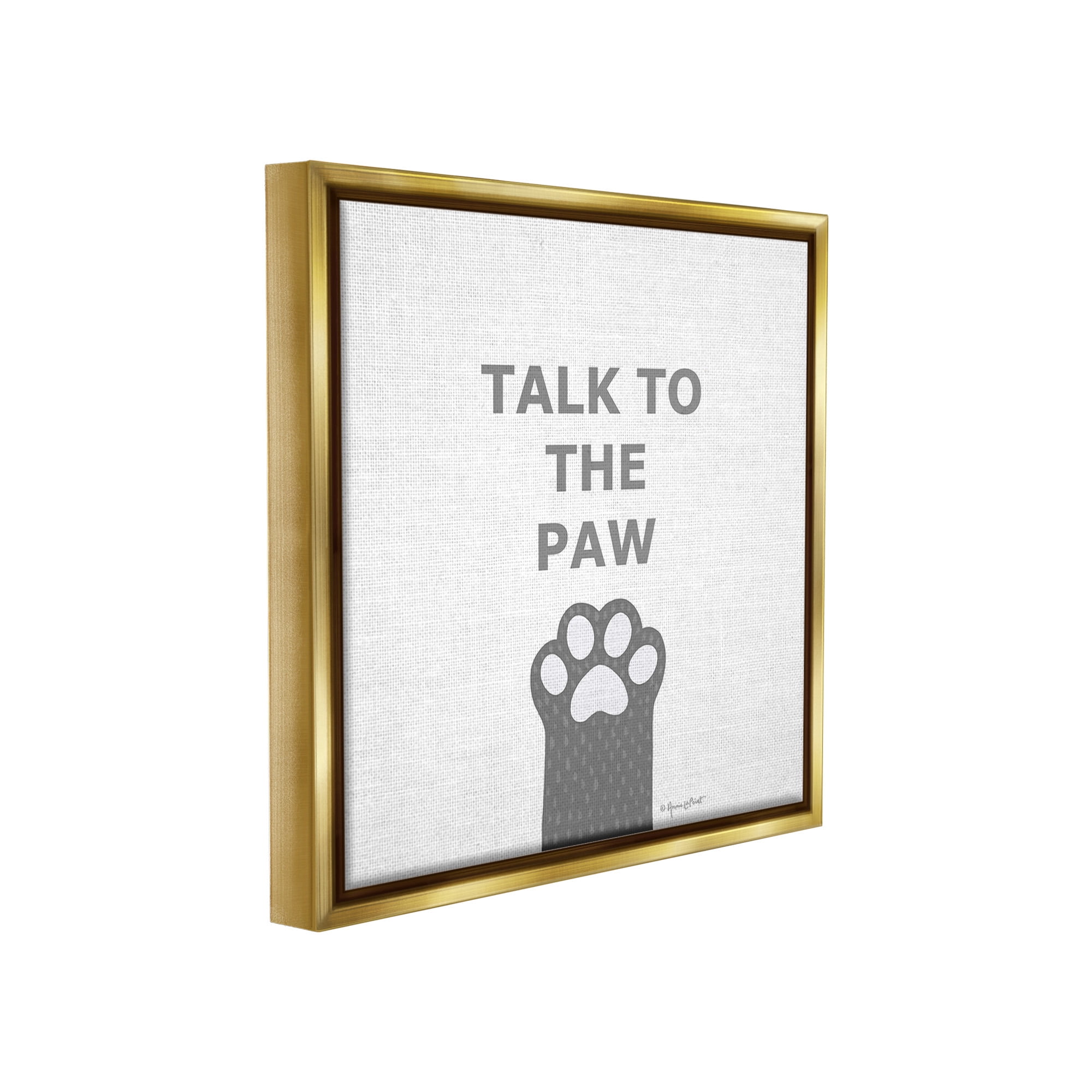 Stupell Industries Sassy Talk to the Paw Animals & Insects Painting Gold Floater Framed Canvas Art Print Wall Art, 25 x 25