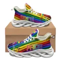 thumbnail image 1 of Zapatillas de baloncesto antideslizantes con cordones y diseño personalizado del orgullo LGBT para mujer, zapatillas populares para exteriores, viajes y fitness., 1 of 6