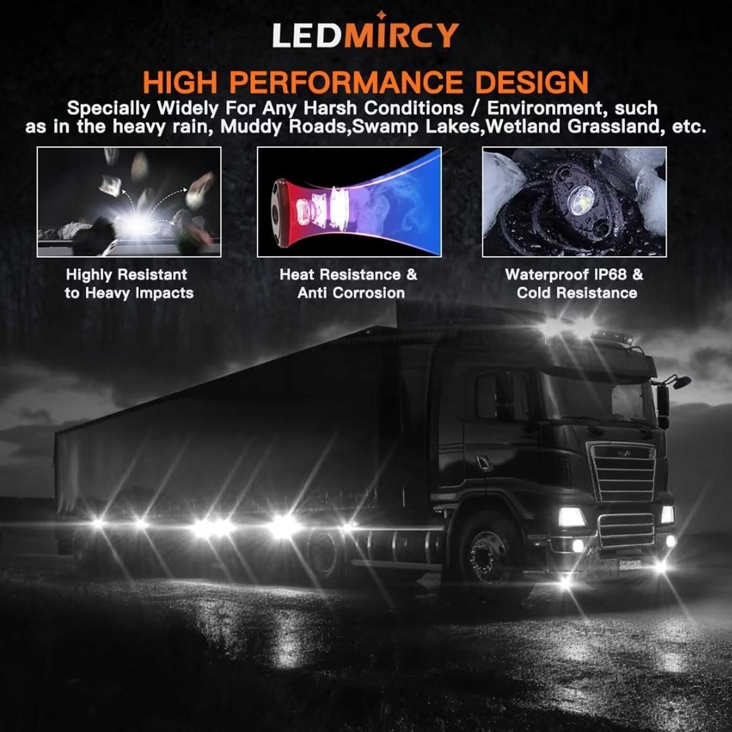 LEDMIRCY R1 Pure White Rock Lights 16PCS with Switch Wiring Harness, High Power Waterproof Underglow for Utv Atv off Road Trucks