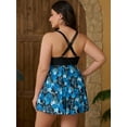 thumbnail image 5 of JYLFC Womens Plus Size Swimwear Summer Tankini Bathing Top with Shorts, Blue Flower XL, 5 of 6