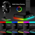 thumbnail image 4 of pitrice RGB LED Gaming Headset Stand w/2 USB Ports Headphones Hanger Holder Base, 4 of 9