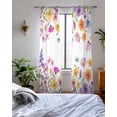 thumbnail image 3 of Pink Spring Floral Sheer Curtains 63 Inch Length 2 Panels Set for Living Room/Bedroom, Flowers Elegant Pastoral Watercolor Kitchen Curtains Grommet Semi-Sheer Curtains Window Treatments 42"x63"x2, 3 of 7