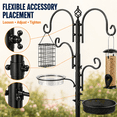 thumbnail image 3 of Pinshey® 92-Inch Bird Feeder Pole for Outdoors, 4-Hook Steel Bird Feeding Station with Bird Bath, Mesh Tray, Tube Feeder, Suet Cage and 5-Prong Base, 3 of 7