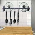 thumbnail image 2 of Pot Rack - Pots and Pans Hanging Rack Rail with 8 Hooks, Double Bars, Pot Hangers for Kitchen, Wall Mounted,Black, 2 of 9