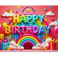 thumbnail image 3 of Colorful Happy Birthday Banner with Rainbow Sun Clouds Balloons and Gifts Backdrop Party Supplies Birthday Decoration Photography Props Birthday Party Decorations, 3 of 7