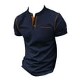 thumbnail image 5 of WTXUE Polos Short Sleeve, Scrunch Neck Polo Golf Shirts for Men Spring Summer Casual Zipper Lapel T Shirt Top Athleisure for Men Navy XXL, 5 of 5