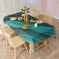thumbnail image 3 of Teal Gold Marble Wave Dot Pattern Rectangle Tablecloth 60"x102",Waterproof Polyester Rectangle Table Cloth, Wipeable Spillproof Polyester Tablecloth for Dining, Camping, Indoor and Outdoor, 3 of 6