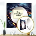 thumbnail image 3 of Designart "Futuristic High-Tech In Neon Glow" Other Fantasy & Sci-Fi Gold Large Square Mirror - Square Bedroom Mirror Printed Wall Decor - Modern Square Printed Wall Mirror Art, 3 of 5