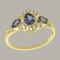 thumbnail image 3 of LBG English Made 9k Yellow Gold Natural Tanzanite & Cubic Zirconia Womens Anniversary Ring - Size 9, 3 of 5