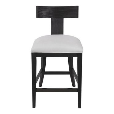 Maklaine Contemporary 26" Modern Wood and Fabric Counter Stool in White
