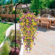 4 Pcs Artificial Flowers for Outdoors Spring Summer Decor, UV Resistant No Fade Fake Hanging Flowers Plants Faux Plastic Realistic Flower for Gardens Porch Planter Patio Yard Home Indoor